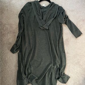 Army green long cardigan